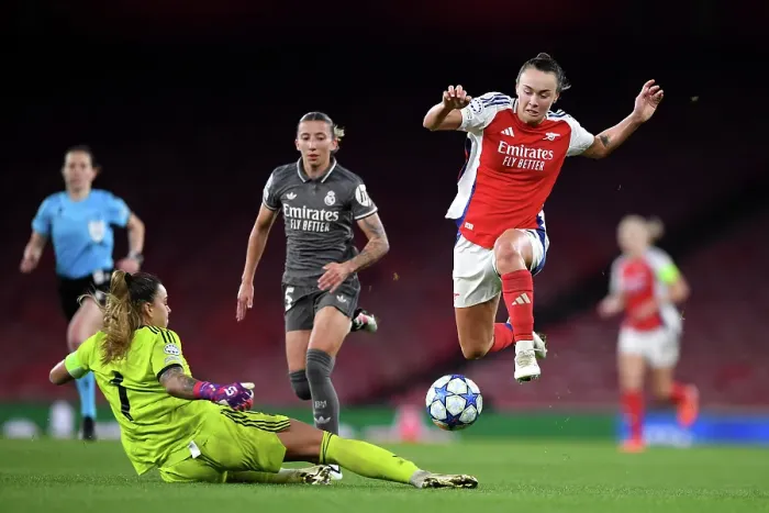 Framed Print : Arsenal FC v Real Madrid CF - UEFA Women's Champions League Quarter Finals Second Leg Arsenal FC v Real Madrid CF - UEFA Women's Champions League Quarter Finals Second Leg