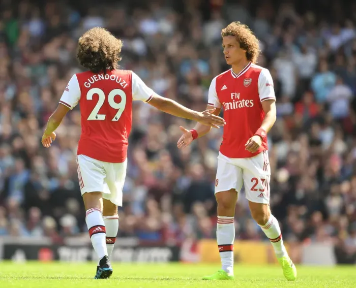 Framed Print : Arsenal FC vs Burnley FC: Guendouzi and Luiz in Action - 2019-20 Premier League Clash