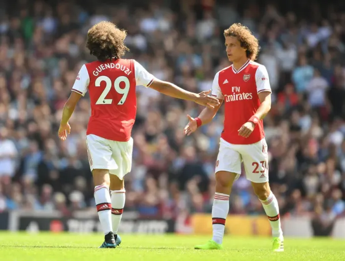 Framed Print : Arsenal FC vs Burnley FC: Matteo Guendouzi and David Luiz in Action, Premier League 2019-20 Framed Print : Arsenal FC vs Burnley FC: Matteo Guendouzi and David Luiz in Action, Premier League 2019-20