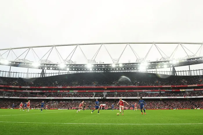 Framed Print : Arsenal FC vs. Chelsea FC: A Showdown in the Barclays Women's Super League at Emirates Stadium