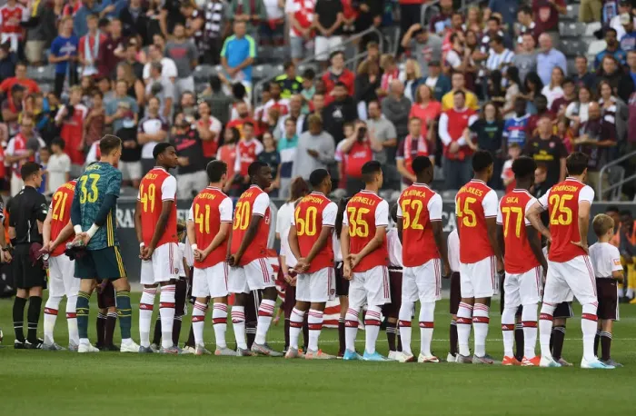 Framed Print : Arsenal FC vs Colorado Rapids: Pre-Match Line-Up at Commerce City, 2019