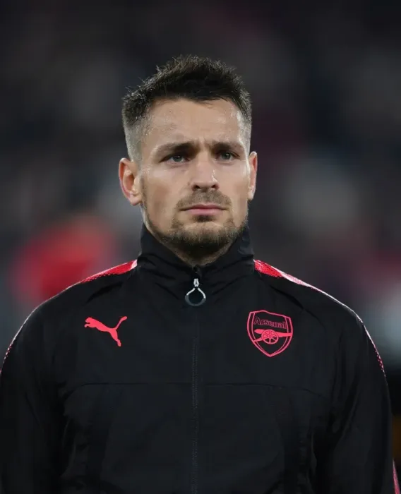 Framed Print : Arsenal FC vs Crvena Zvezda: Mathieu Debuchy's Pre-Match Focus