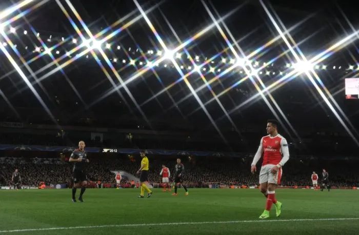 Framed Print : Arsenal FC vs. FC Bayern Munich: Alexis Sanchez in Action during the Intense UCL Showdown at Emirates Stadium Framed Print : Arsenal FC vs. FC Bayern Munich: Alexis Sanchez in Action during the Intense UCL Showdown at Emirates Stadium