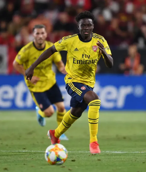Framed Print : Arsenal FC vs. FC Bayern: Saka's Showdown in the International Champions Cup, Carson, California, 2019