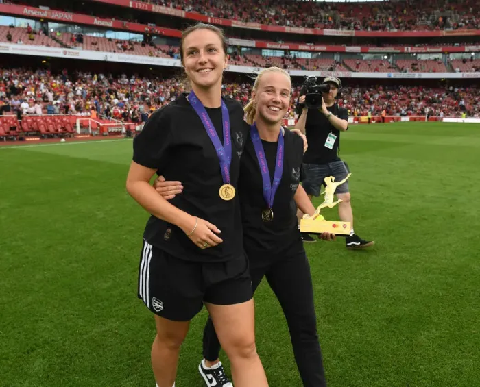 Framed Print : Arsenal FC vs Fulham FC: Half Time Presentation of Lotte Wubben-Moy and Beth Mead at Emirates Stadium (2022-23) Framed Print : Arsenal FC vs Fulham FC: Half Time Presentation of Lotte Wubben-Moy and Beth Mead at Emirates Stadium (2022-23)