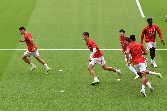 Framed Print : Arsenal FC vs Fulham FC: Kai Havertz Leads Arsenal Warm-Up Ahead of 2023-24 Premier League Clash