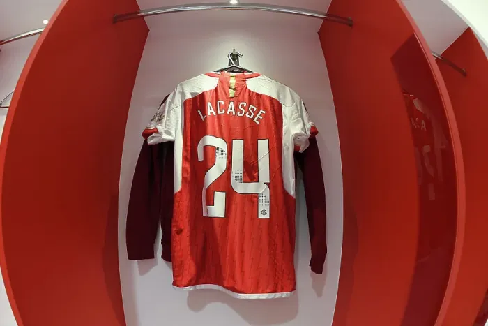 Framed Print : Arsenal FC vs Liverpool FC: Pre-Match Focus - Cloe Lacasse's Shirt in Arsenal Dressing Room (2023) Framed Print : Arsenal FC vs Liverpool FC: Pre-Match Focus - Cloe Lacasse's Shirt in Arsenal Dressing Room (2023)