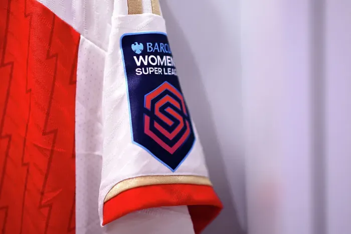 Framed Print : Arsenal FC vs Manchester City: Pre-Match Preparations in the Arsenal Dressing Room - Barclays Women's Super League: Arsenal Shirts with Logo
