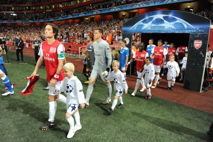 Framed Print : Arsenal FC vs Olympiacos FC: Tomas Rosicky Leads Arsenal in UEFA Champions League (2011-12)