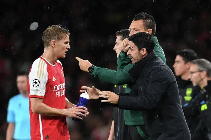 Framed Print : Arsenal FC vs PSV Eindhoven: Mikel Arteta Gives Instructions in 2023-24 UEFA Champions League Clash Framed Print : Arsenal FC vs PSV Eindhoven: Mikel Arteta Gives Instructions in 2023-24 UEFA Champions League Clash