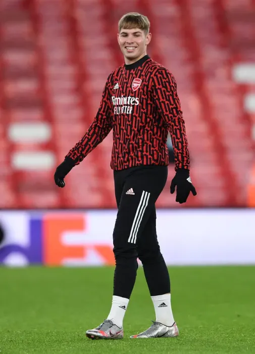 Framed Print : Arsenal FC vs Rapid Wien: Emile Smith Rowe Warming Up - UEFA Europa League, Group Stage