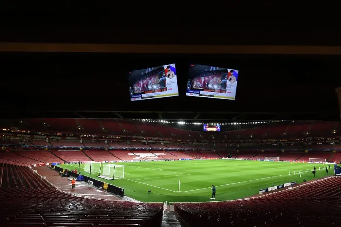 Framed Print : Arsenal FC vs Sevilla FC: An Exclusive Peek into Emirates Stadium - UEFA Champions League 2023 / 24