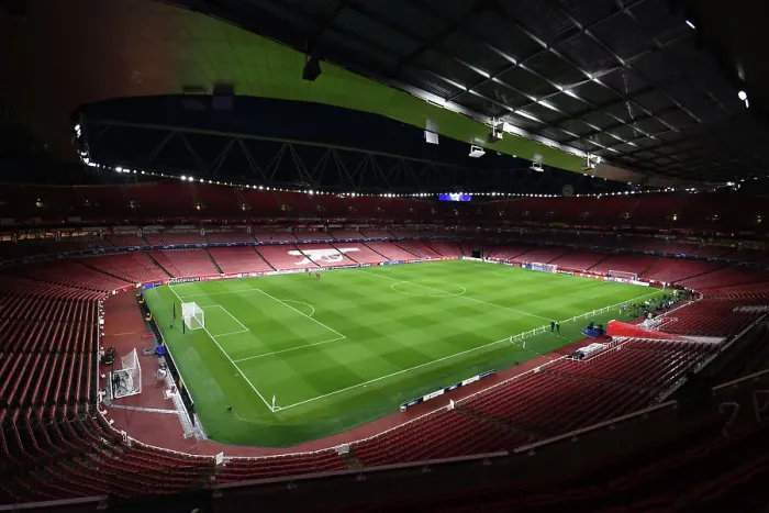 Framed Print : Arsenal FC vs Sevilla FC: A Peek Inside Emirates Stadium - UEFA Champions League Group B Match, London, England, 2023 / 24 Framed Print : Arsenal FC vs Sevilla FC: A Peek Inside Emirates Stadium - UEFA Champions League Group B Match, London, England, 2023 / 24