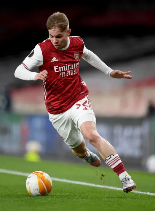 Framed Print : Arsenal FC vs Slavia Praha: Emile Smith Rowe in UEFA Europa League Quarterfinal at Emirates Stadium (Behind Closed Doors)