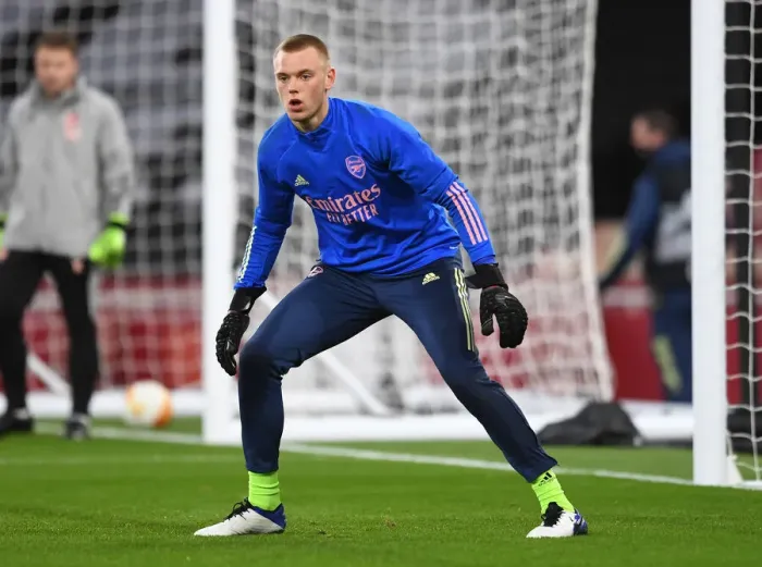 Framed Print : Arsenal FC vs Slavia Praha: Europa League Quarterfinal - Karl Hein Warms Up at Empty Emirates Stadium