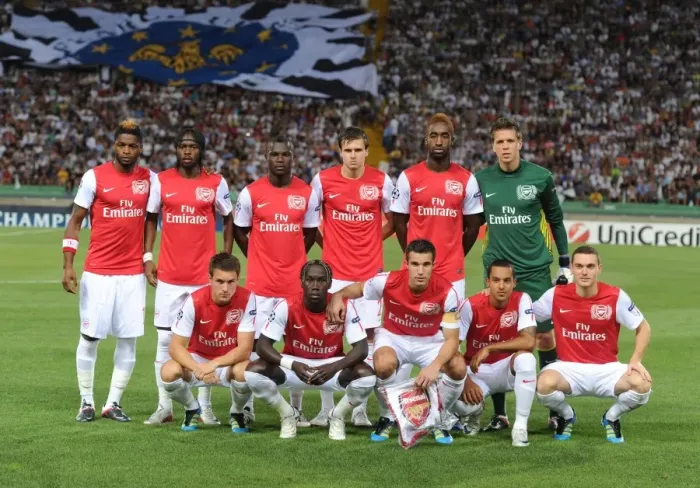 Framed Print : Arsenal FC vs. Udinese Calcio - UEFA Champions League Play-Off, 2011: The Team Line-Up at Stadio Friuli