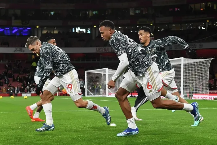 Framed Print : Arsenal FC vs West Ham United: Gabriel's Pre-Match Warm-Up at Emirates Stadium (2023-24) Framed Print : Arsenal FC vs West Ham United: Gabriel's Pre-Match Warm-Up at Emirates Stadium (2023-24)