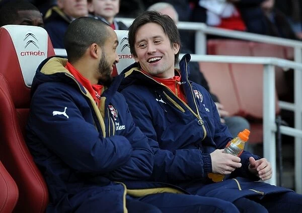 Arsenal FC: Walcott and Rosicky on the Bench during FA Cup Fourth Round vs Burnley (2016)