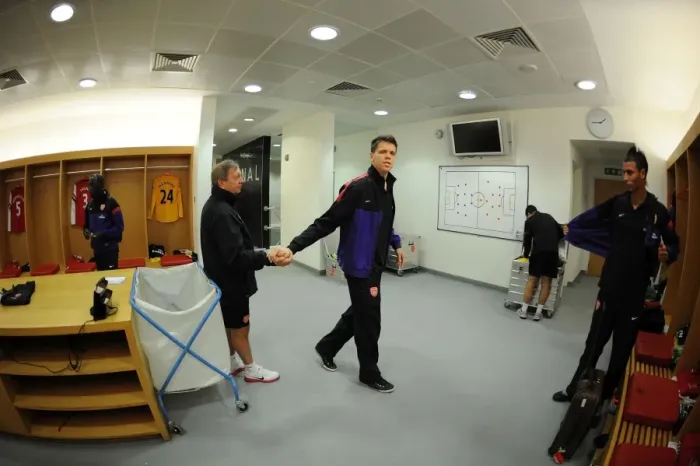 Framed Print : Arsenal FC: Wojciech Szczesny and Vic Akers Pre-Match at Emirates Stadium (Arsenal v Fulham, 2012-13)