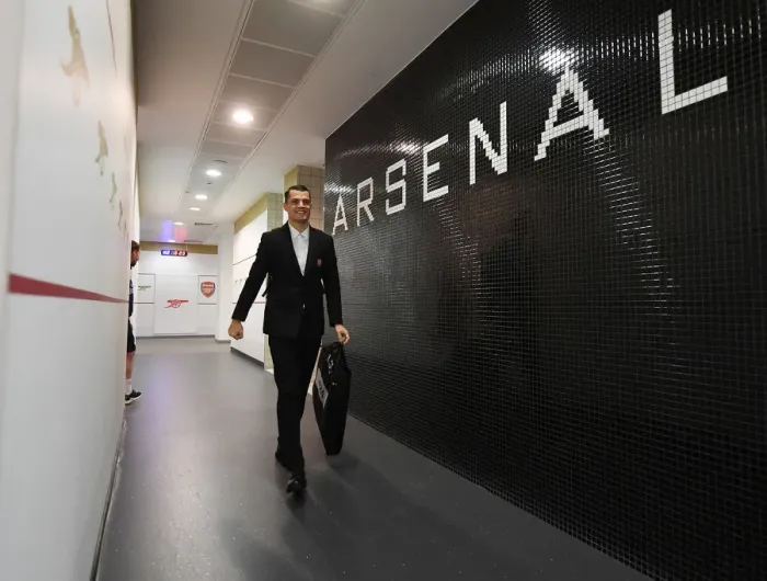 Framed Print : Arsenal FC: Xhaka in the Changing Room Before Arsenal vs Manchester United (2019-20)