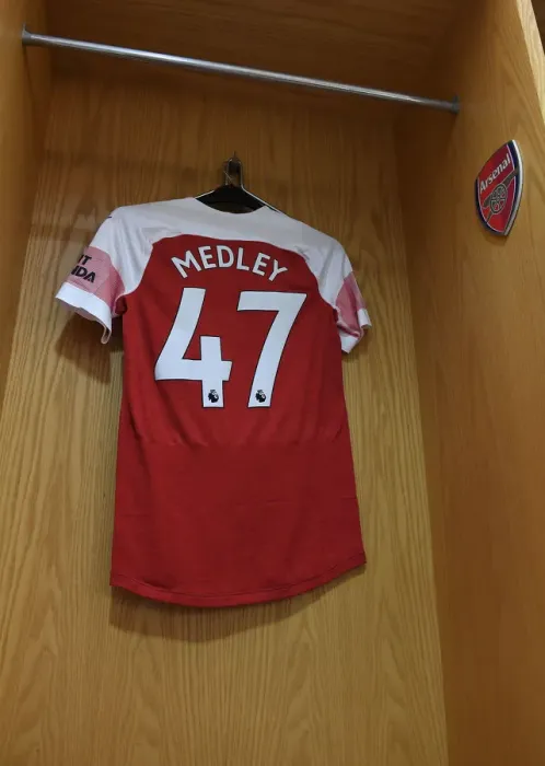 Framed Print : Arsenal FC: Zech Medley Prepares for Leicester City Clash in Emirates Stadium Changing Room Framed Print : Arsenal FC: Zech Medley Prepares for Leicester City Clash in Emirates Stadium Changing Room