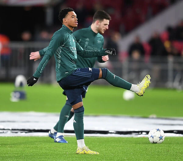 Arsenal FC's Lino Sousa Warming Up Ahead of PSV Eindhoven Clash - UEFA Champions League 2023 / 24