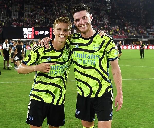 Arsenal FC's Triumph at the 2023 MLS All-Star Game: Odegaard and Rice's Victory Celebration