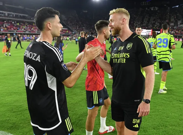 Framed Print : Arsenal FC's Victory at the 2023 MLS All-Star Game: Celebrating with Gabriel Martinelli and Sam Wilson