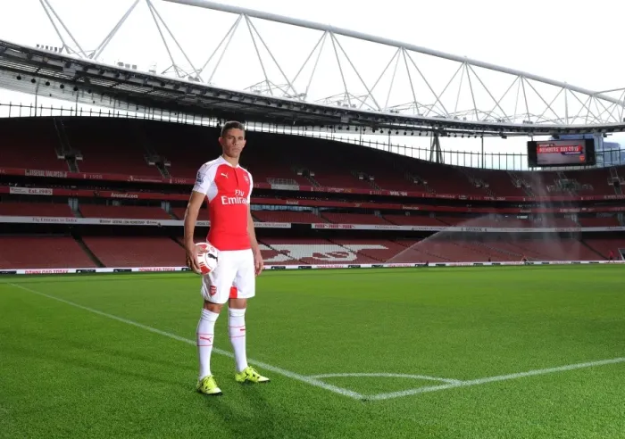 Framed Print : Arsenal First Team: Gabriel's Training Session at Emirates Stadium, July 2015