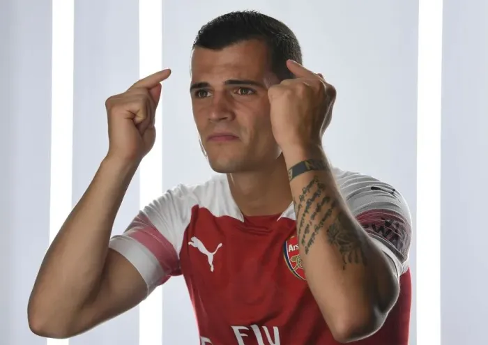 Framed Print : Arsenal First Team: Granit Xhaka at 2018 / 19 Photo Call Framed Print : Arsenal First Team: Granit Xhaka at 2018 / 19 Photo Call