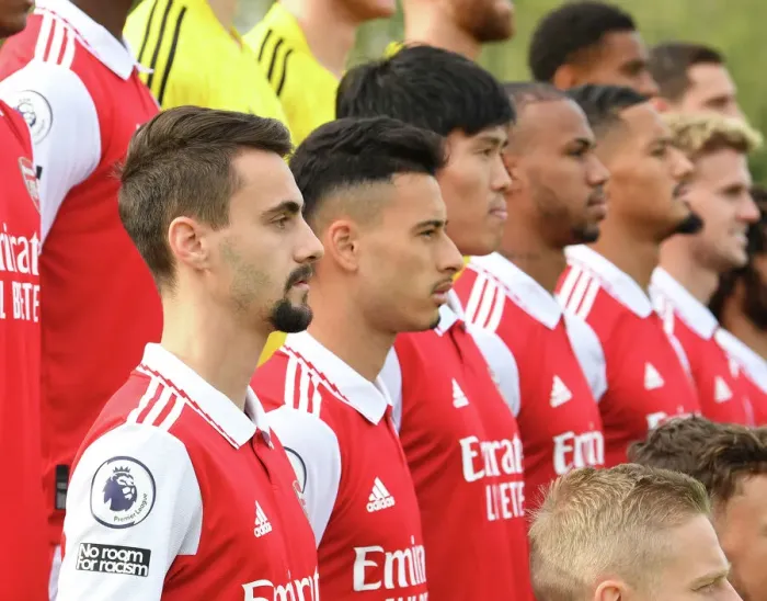 Framed Print : Arsenal First Team Squad 2022-23: Fabio Vieira Shines in Team Photo
