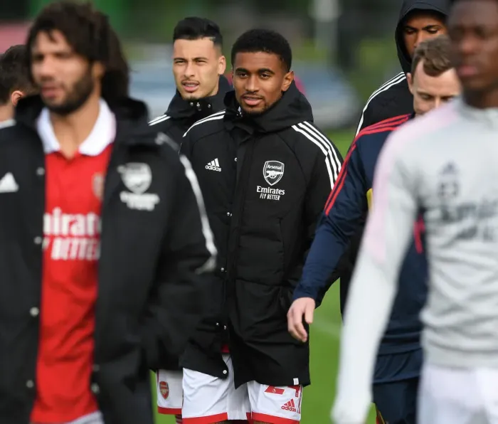 Framed Print : Arsenal First Team Squad 2022-23: Reiss Nelson Leading the Charge