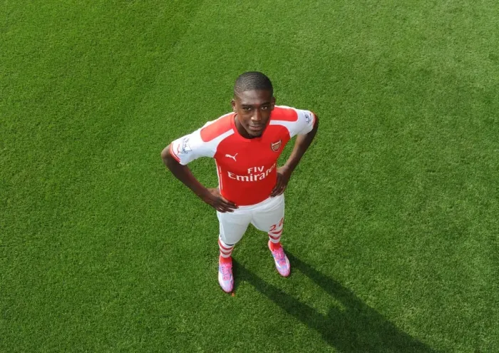 Framed Print : Arsenal First Team: Yaya Sanogo at Emirates Stadium (2014)