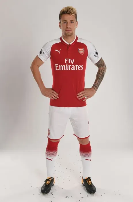 Framed Print : Arsenal Football Club 2017-18 Team: Mathieu Debuchy's Photocall