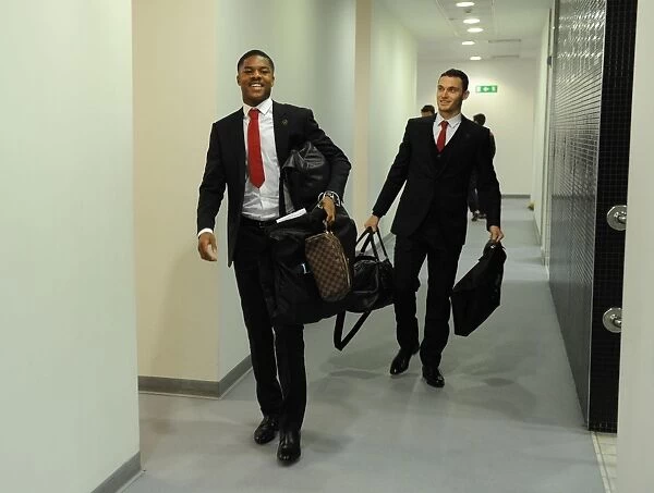 Arsenal Football Club: Akpom and Vermaelen in the Changing Room before Arsenal vs Liverpool (2013-14)