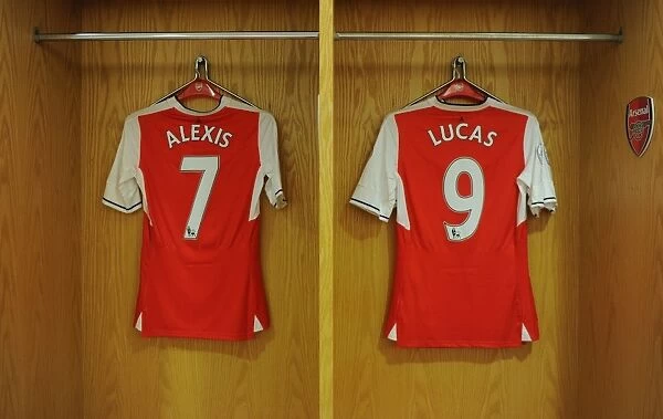 Arsenal Football Club: Alexis Sanchez and Lucas Perez Gear Up in Changing Room before Arsenal vs. Southampton (2016-17)