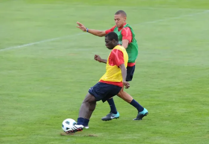 Framed Print : Arsenal Football Club: Frimpong and Gibbs at Arsenal Training Camp, Austria, 2010