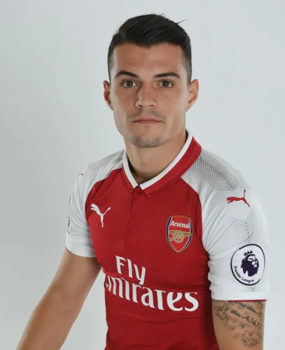Framed Print : Arsenal Football Club: Granit Xhaka at 2017-18 Team Photocall