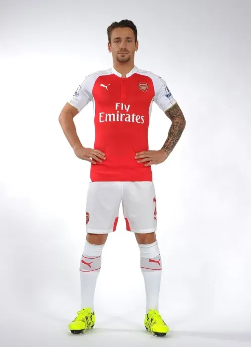 Framed Print : Arsenal Football Club: Mathieu Debuchy at 2015-16 First Team Photocall