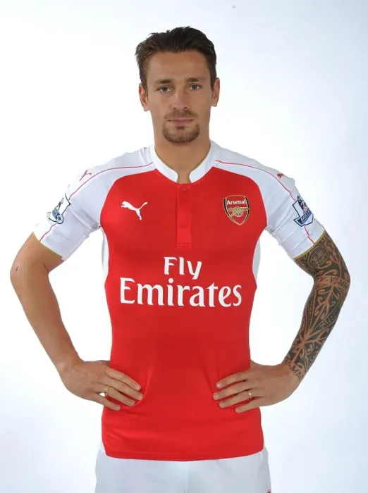 Framed Print : Arsenal Football Club: Mathieu Debuchy at 2015-16 First Team Photocall