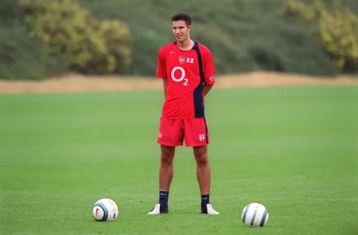 Framed Print : Arsenal Football Club: Robin van Persie in Intense Training, 2004
