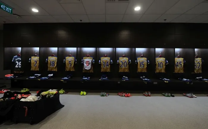 Framed Print : Arsenal Football Club: Unity Before Battle - Pre-Match Huddle at Singapore National Stadium (2015)