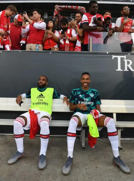 Framed Print : Arsenal Forwards Lacazette and Aubameyang Prepare for Colorado Rapids Clash (2019-20)