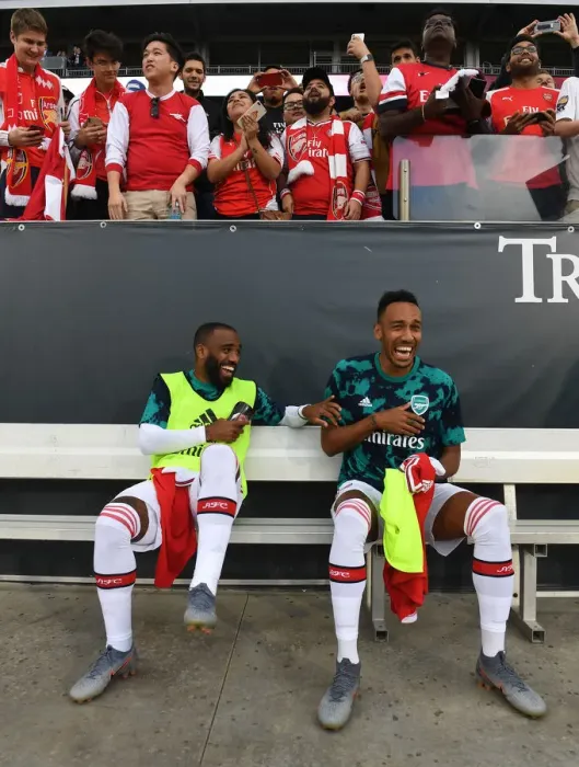 Framed Print : Arsenal Forwards Lacazette and Aubameyang Ready for Colorado Rapids Clash (2019-20) Framed Print : Arsenal Forwards Lacazette and Aubameyang Ready for Colorado Rapids Clash (2019-20)