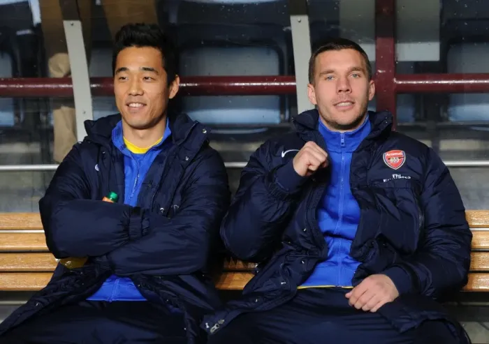 Framed Print : Arsenal Forwards Park and Podolski Focused Before Aston Villa Showdown, 2014 Premier League Framed Print : Arsenal Forwards Park and Podolski Focused Before Aston Villa Showdown, 2014 Premier League