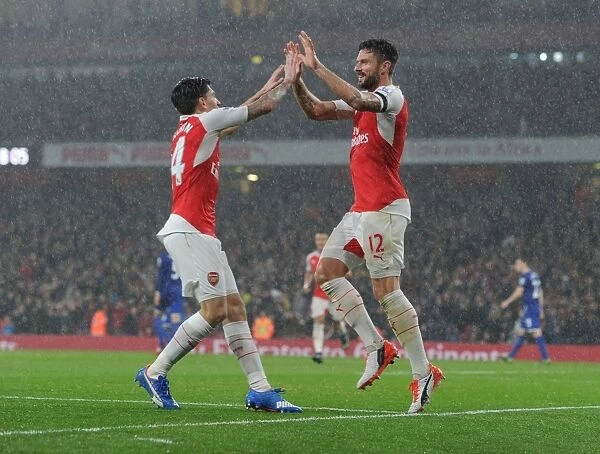 Arsenal: Giroud and Bellerin Celebrate First Goal Against Everton (2015 / 16)