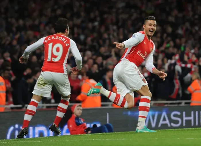 Framed Print : Arsenal: Giroud and Cazorla Celebrate First Goal Against Newcastle United (2014 / 15) Framed Print : Arsenal: Giroud and Cazorla Celebrate First Goal Against Newcastle United (2014 / 15)