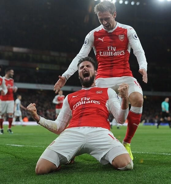 Arsenal: Giroud and Monreal's Celebration After Scoring Against West Brom (2016-17)