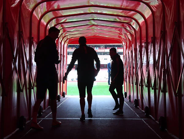 Arsenal Goalkeepers and Coach in the Tunnel Before Arsenal v West Ham United (2019-20)