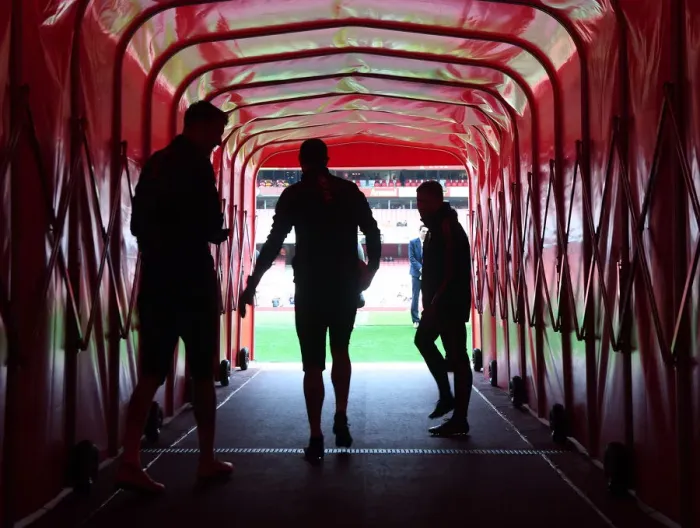 Framed Print : Arsenal Goalkeepers and Coach in the Tunnel Before Arsenal v West Ham United (2019-20)